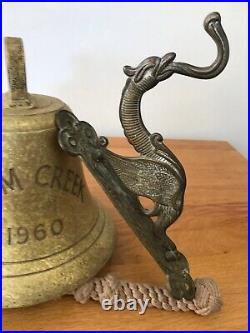 Original Antique Bronze Ships Bell And Brass Bracket Marine Maritime Nautical