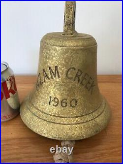 Original Antique Bronze Ships Bell And Brass Bracket Marine Maritime Nautical