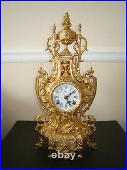 Original Antique Lancini Mantel Clock German Movement, Double bell