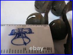 Original Lot of 29 Vintage Brass Sleigh Bells 1-1/8 on 51 inch Leather Strap