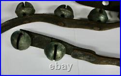 Original Lot of 29 Vintage Brass Sleigh Bells on Leather Strap