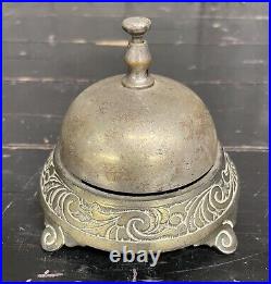 Ornate Antique Brass Service Bell Country Store Gas Service Station Hotel