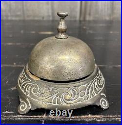 Ornate Antique Brass Service Bell Country Store Gas Service Station Hotel