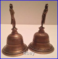Ornate Antique Soldier Bells & Colonial House/Dinner Bell-Brass/Bronze