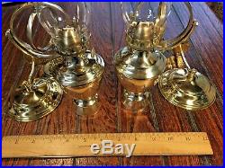PAIR OF WEEMS & PLATH BRASS GIMBALED WALL MOUNT OIL LAMPS WithSMOKE BELLS 10TALL