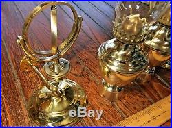 PAIR OF WEEMS & PLATH BRASS GIMBALED WALL MOUNT OIL LAMPS WithSMOKE BELLS 10TALL