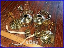 PAIR OF WEEMS & PLATH BRASS GIMBALED WALL MOUNT OIL LAMPS WithSMOKE BELLS 10TALL