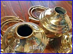 PAIR OF WEEMS & PLATH BRASS GIMBALED WALL MOUNT OIL LAMPS WithSMOKE BELLS 10TALL