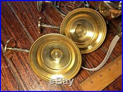 PAIR OF WEEMS & PLATH BRASS GIMBALED WALL MOUNT OIL LAMPS WithSMOKE BELLS 10TALL