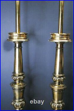 Pair Antique Stiffel Brass Table / Torchiere Lamps MCM Hollywood Regency