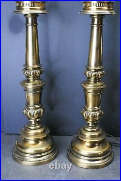 Pair Antique Stiffel Brass Table / Torchiere Lamps MCM Hollywood Regency
