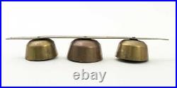 Pair of Matching Antique Horse Sleigh Saddle Brass Chime Bells Set 2 Strips of 3