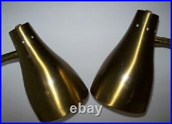 Pair of vintage Mid Century Modern Gooseneck Desk Table Lamps Brass