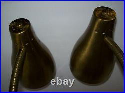 Pair of vintage Mid Century Modern Gooseneck Desk Table Lamps Brass