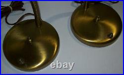 Pair of vintage Mid Century Modern Gooseneck Desk Table Lamps Brass