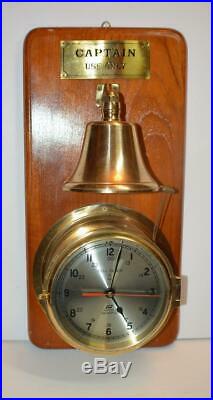 Plastimo Quartz Solid Brass Ships Bell Striking Maritime Clock w Bell works