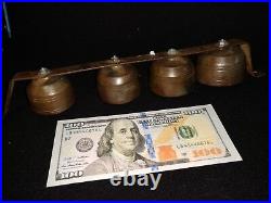 Pole Ice Cream Pony Harness Horse Shaft Bells 4 Antique Brass Graduated Chimes