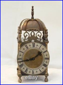 Quality Lantern Clock Solid Brass Bell Strike Mantle Mantel Carriage 9 3/4 High