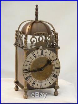 Quality Lantern Clock Solid Brass Bell Strike Mantle Mantel Carriage 9 3/4 High