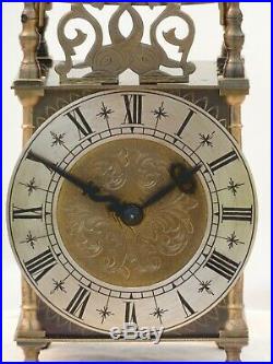 Quality Lantern Clock Solid Brass Bell Strike Mantle Mantel Carriage 9 3/4 High