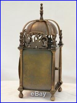 Quality Lantern Clock Solid Brass Bell Strike Mantle Mantel Carriage 9 3/4 High