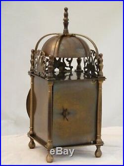 Quality Lantern Clock Solid Brass Bell Strike Mantle Mantel Carriage 9 3/4 High