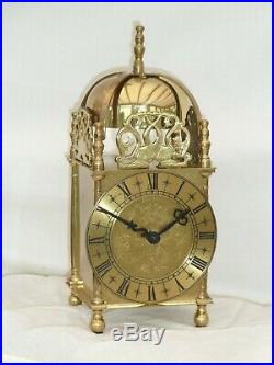 Quality Smiths Lantern Clock Solid Brass Bell Strike Mantle Carriage 91/2 High