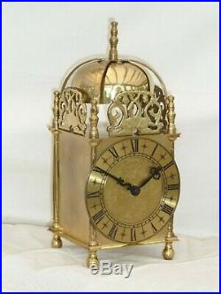 Quality Smiths Lantern Clock Solid Brass Bell Strike Mantle Carriage 91/2 High