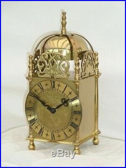 Quality Smiths Lantern Clock Solid Brass Bell Strike Mantle Carriage 91/2 High