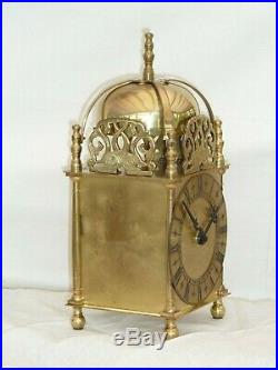 Quality Smiths Lantern Clock Solid Brass Bell Strike Mantle Carriage 91/2 High