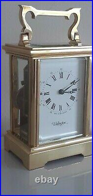 Quality Vintage Carriage Clock By Wellington Of England. Bell Strike 13 Jewels