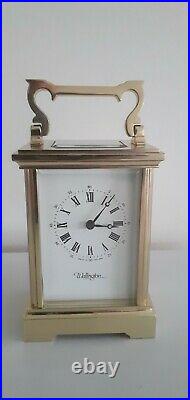 Quality Vintage Carriage Clock By Wellington Of England. Bell Strike 13 Jewels