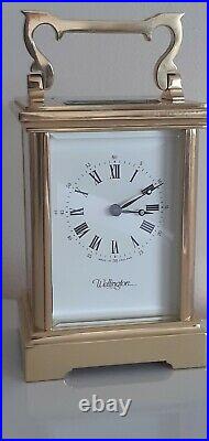 Quality Vintage Carriage Clock By Wellington Of England. Bell Strike 13 Jewels