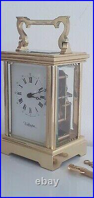 Quality Vintage Carriage Clock By Wellington Of England. Bell Strike 13 Jewels