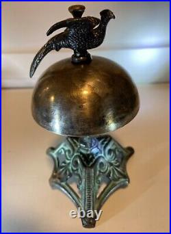 RARE ANTIQUE 19th century HOTEL DESK/STORE COUNTER BELL with PHEASANT FINIAL