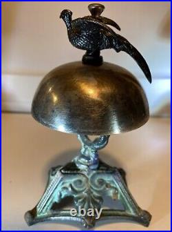 RARE ANTIQUE 19th century HOTEL DESK/STORE COUNTER BELL with PHEASANT FINIAL