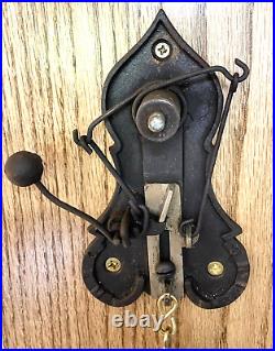 RARE ANTIQUE GEM GONG BRASS BOXING BELL PULL CHAIN Patent 1886 TROLLEY SCHOOL
