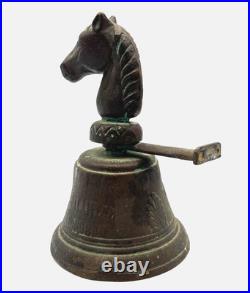 RARE Antique Brass Bell 1878 Chiantel Fondeur Horse Head Mount 7.5 Door Clapper