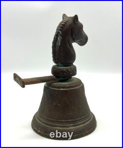 RARE Antique Brass Bell 1878 Chiantel Fondeur Horse Head Mount 7.5 Door Clapper