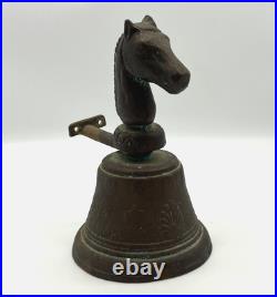 RARE Antique Brass Bell 1878 Chiantel Fondeur Horse Head Mount 7.5 Door Clapper