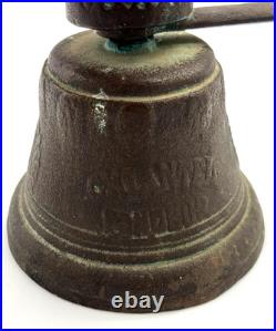 RARE Antique Brass Bell 1878 Chiantel Fondeur Horse Head Mount 7.5 Door Clapper