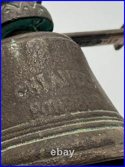 RARE Antique Brass Bell 1878 Chiantel Fondeur Horse Head Mount 7.5 Door Clapper
