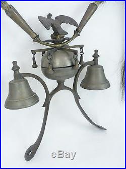 RARE Antique German black forest farm tradition horse bells eagle brass bronze