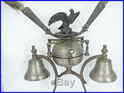RARE Antique German black forest farm tradition horse bells eagle brass bronze
