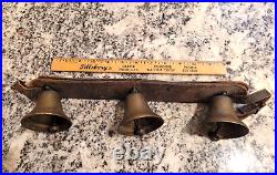 RARE Antique Large 3X2.5 Brass BELL SHAPED Sleigh Bells Christmas Americana