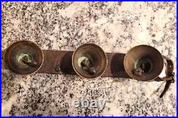 RARE Antique Large 3X2.5 Brass BELL SHAPED Sleigh Bells Christmas Americana