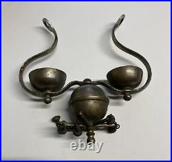 RARE Antique Victorian Nickel Over Brass Saddle Mount Sleigh Carriage Bell