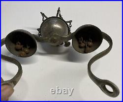 RARE Antique Victorian Nickel Over Brass Saddle Mount Sleigh Carriage Bell