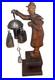 RARE Vintage German Wood Carved Night Watchman Counter Bell Desk Chime Figurine