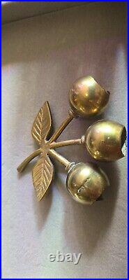 RARE Vintage cherry bunch solid brass cherry bells, small table bell estate #1